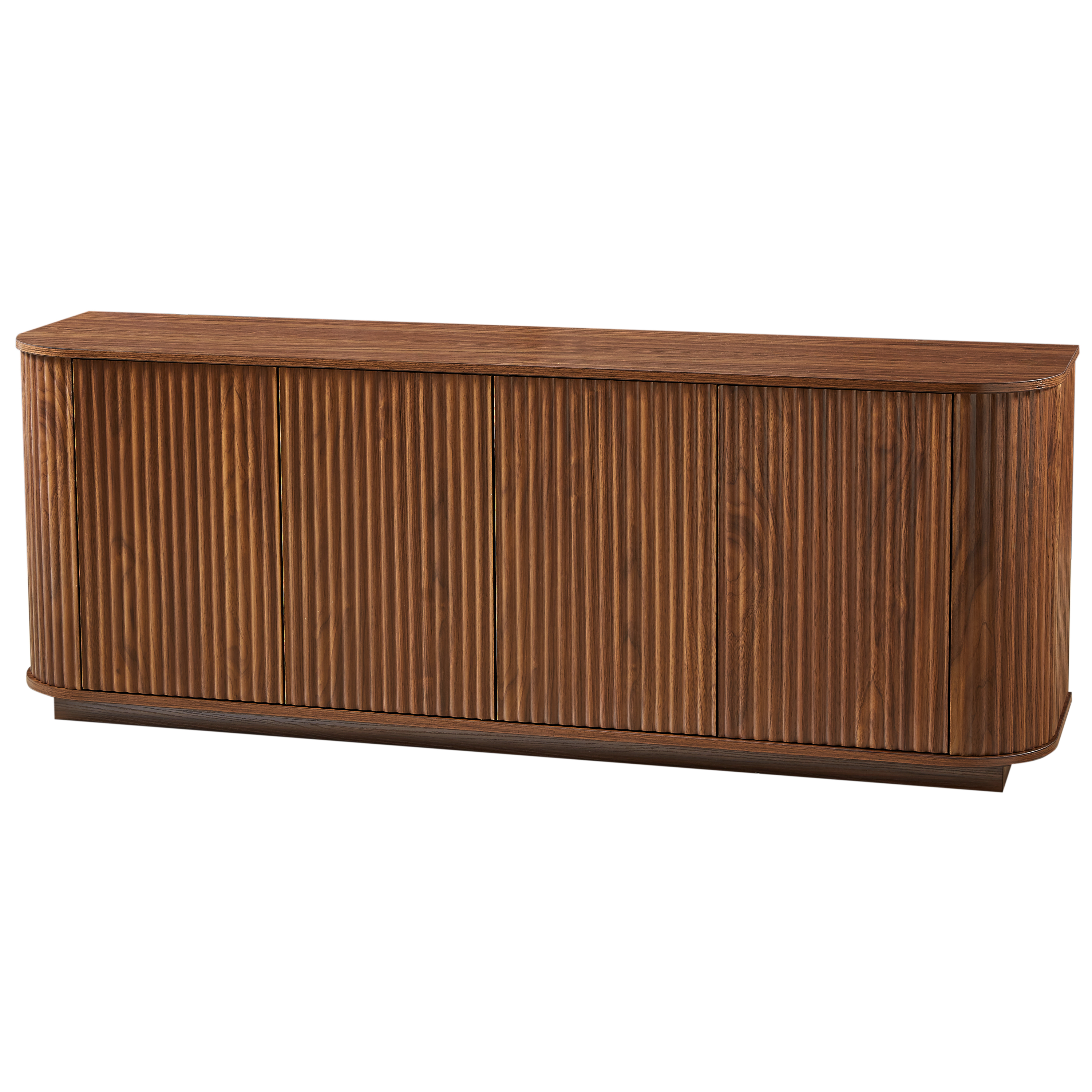 Sideboard Storage Cabinet TV Stand with wave pattern Buffet Cabinet Wooden Vertical Striped Cabinet for Kitchen/Bedroom/Entryway. Walnut, 64''W x 15''D x 24''H.
