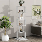 5 tier Rotating Bookshelf, Floor Rack Simple Bookcase with Acrylic plate Student Multi-Function Creative Bookshelf for Living Room with anti-toppling base
