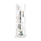 5 tier Rotating Bookshelf, Floor Rack Simple Bookcase with Acrylic plate Student Multi-Function Creative Bookshelf for Living Room with anti-toppling base