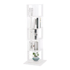 5 tier Rotating Bookshelf, Floor Rack Simple Bookcase with Acrylic plate Student Multi-Function Creative Bookshelf for Living Room with anti-toppling base