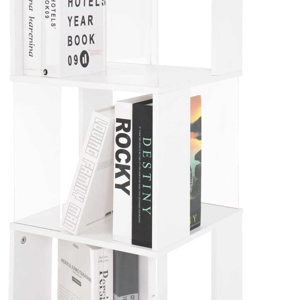 5 tier Rotating Bookshelf, Floor Rack Simple Bookcase with Acrylic plate Student Multi-Function Creative Bookshelf for Living Room with anti-toppling base