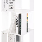 5 tier Rotating Bookshelf, Floor Rack Simple Bookcase with Acrylic plate Student Multi-Function Creative Bookshelf for Living Room with anti-toppling base