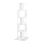 5 tier Rotating Bookshelf, Floor Rack Simple Bookcase with Acrylic plate Student Multi-Function Creative Bookshelf for Living Room with anti-toppling base