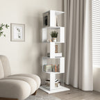 5 tier Rotating Bookshelf, Floor Rack Simple Bookcase with Acrylic plate Student Multi-Function Creative Bookshelf for Living Room with anti-toppling base