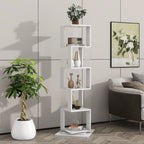 5 tier Rotating Bookshelf, Floor Rack Simple Bookcase with Acrylic plate Student Multi-Function Creative Bookshelf for Living Room with anti-toppling base