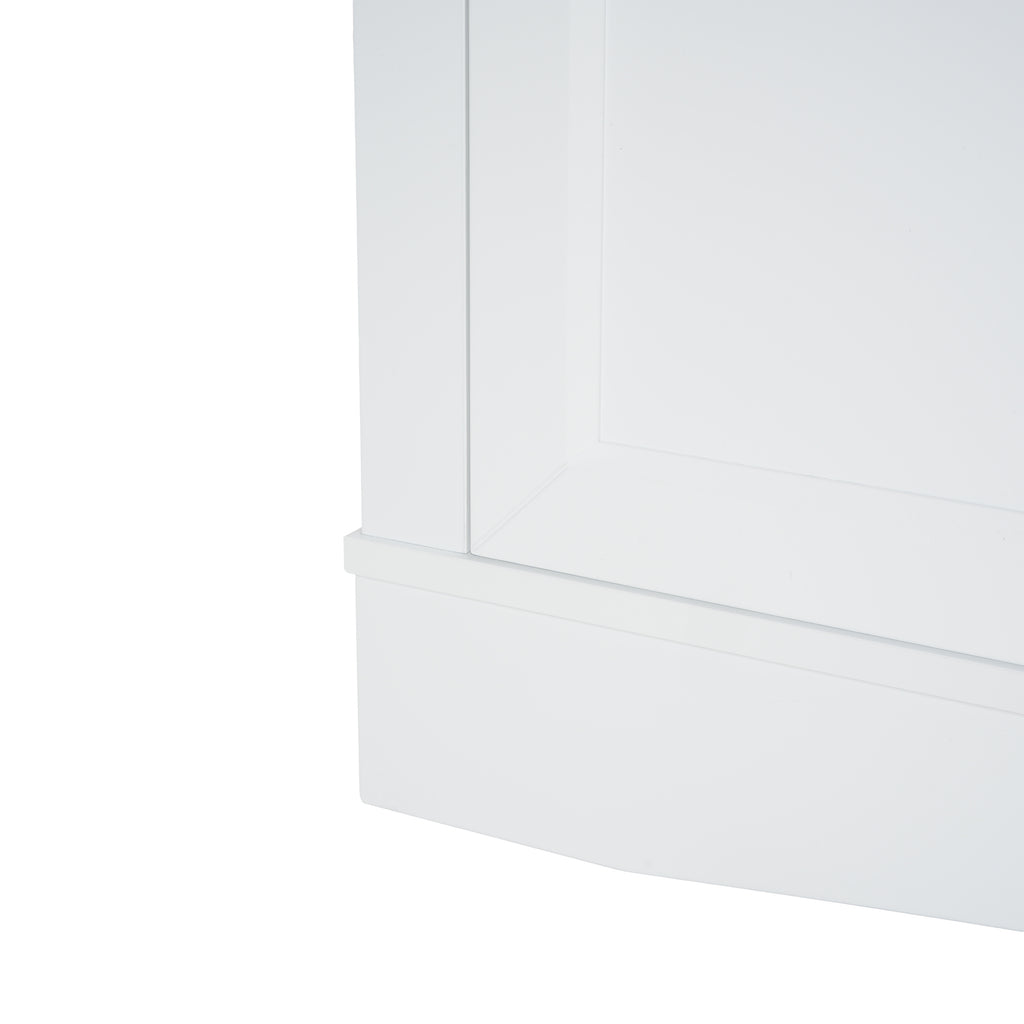 Modern White TV Console, 67' Width TV Stand, Glass Doors & Storage Drawers, Adjustable Shelves