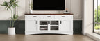 Modern White TV Console, 67' Width TV Stand, Glass Doors & Storage Drawers, Adjustable Shelves