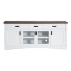 Modern White TV Console, 67' Width TV Stand, Glass Doors & Storage Drawers, Adjustable Shelves