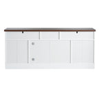 Modern White TV Console, 67' Width TV Stand, Glass Doors & Storage Drawers, Adjustable Shelves