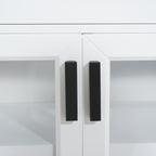 Modern White TV Console, 67' Width TV Stand, Glass Doors & Storage Drawers, Adjustable Shelves