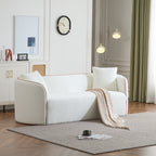 Coral 82' Curved Sofa 3-Seater for Living Rooms and Bedrooms, White Fabric Sofa