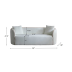 Coral 82' Curved Sofa 3-Seater for Living Rooms and Bedrooms, White Fabric Sofa