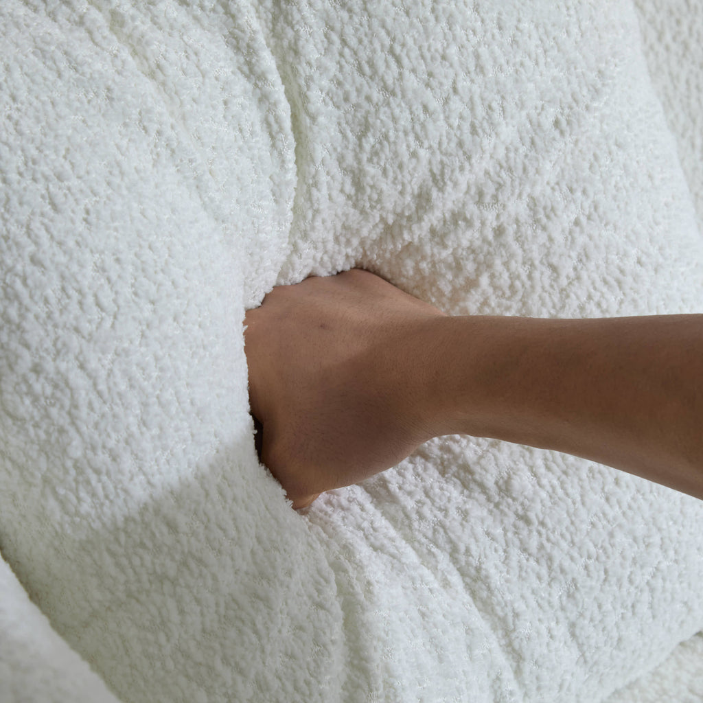 Coral 82' Curved Sofa 3-Seater for Living Rooms and Bedrooms, White Fabric Sofa