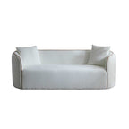 Coral 82' Curved Sofa 3-Seater for Living Rooms and Bedrooms, White Fabric Sofa