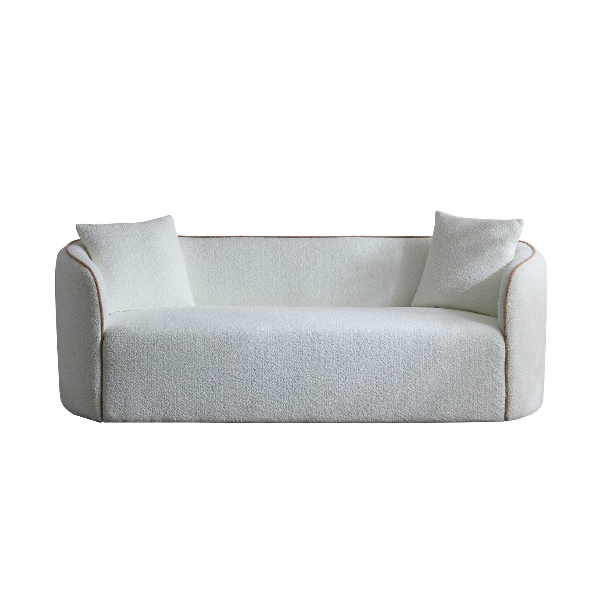 Coral 82' Curved Sofa 3-Seater for Living Rooms and Bedrooms, White Fabric Sofa