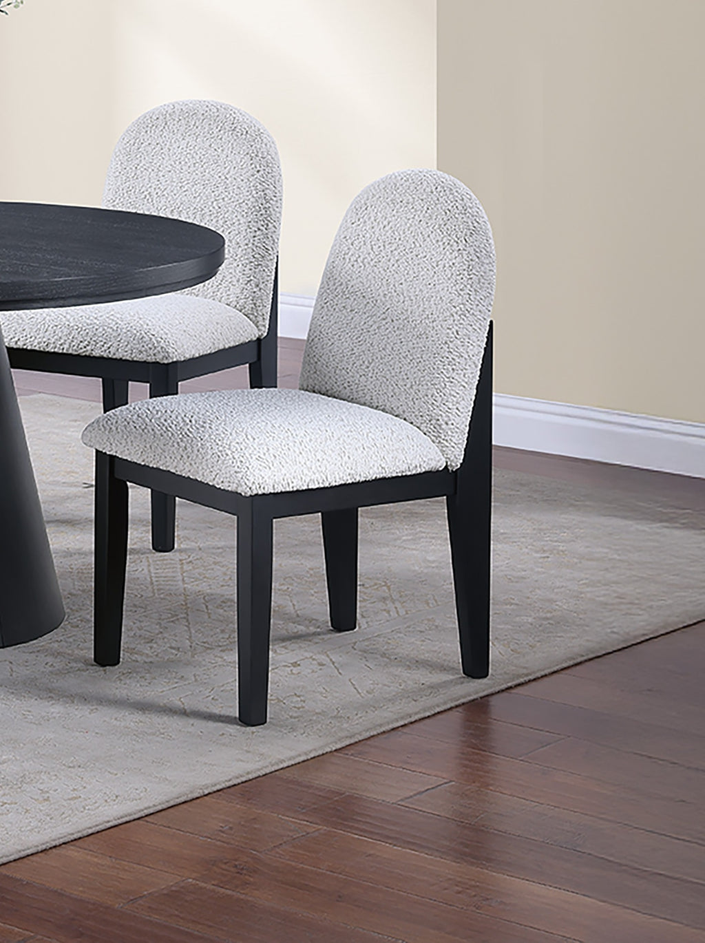 White Fabric Soft Cozy Texture 2pc Dining Chairs Upholstered Seat Back Ergonomic Support Side Chair