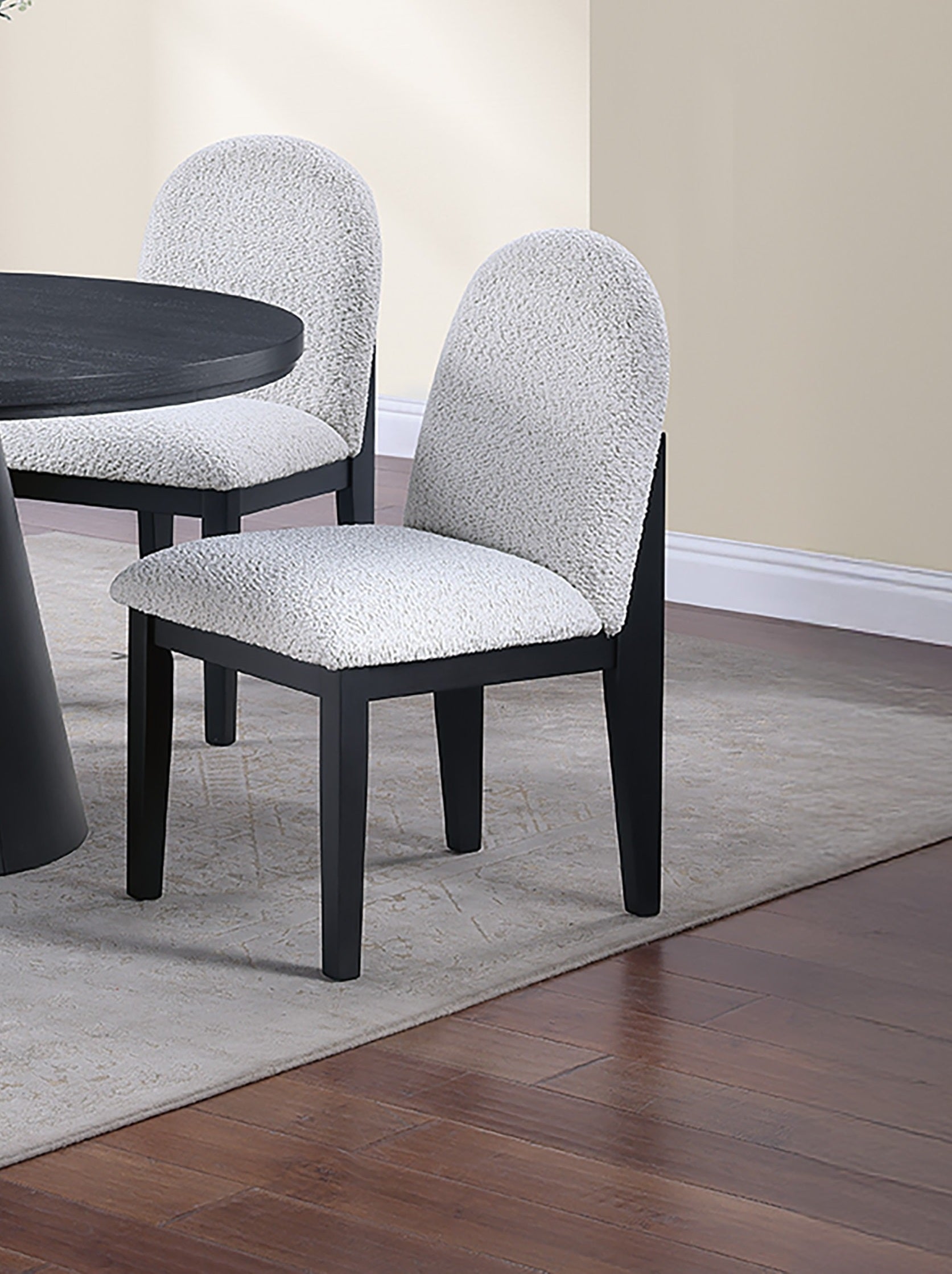 White Fabric Soft Cozy Texture 2pc Dining Chairs Upholstered Seat Back Ergonomic Support Side Chair