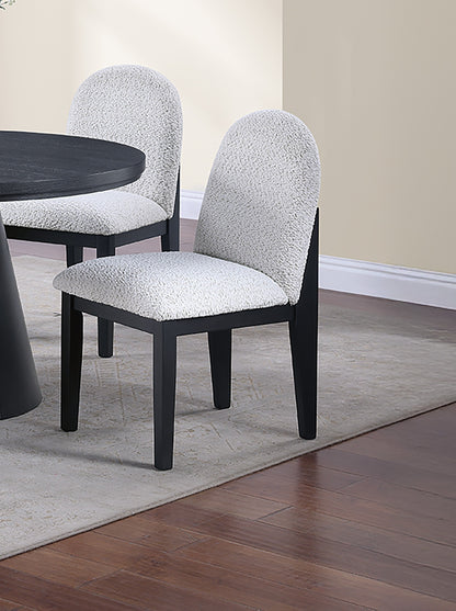 White Fabric Soft Cozy Texture 2pc Dining Chairs Upholstered Seat Back Ergonomic Support Side Chair