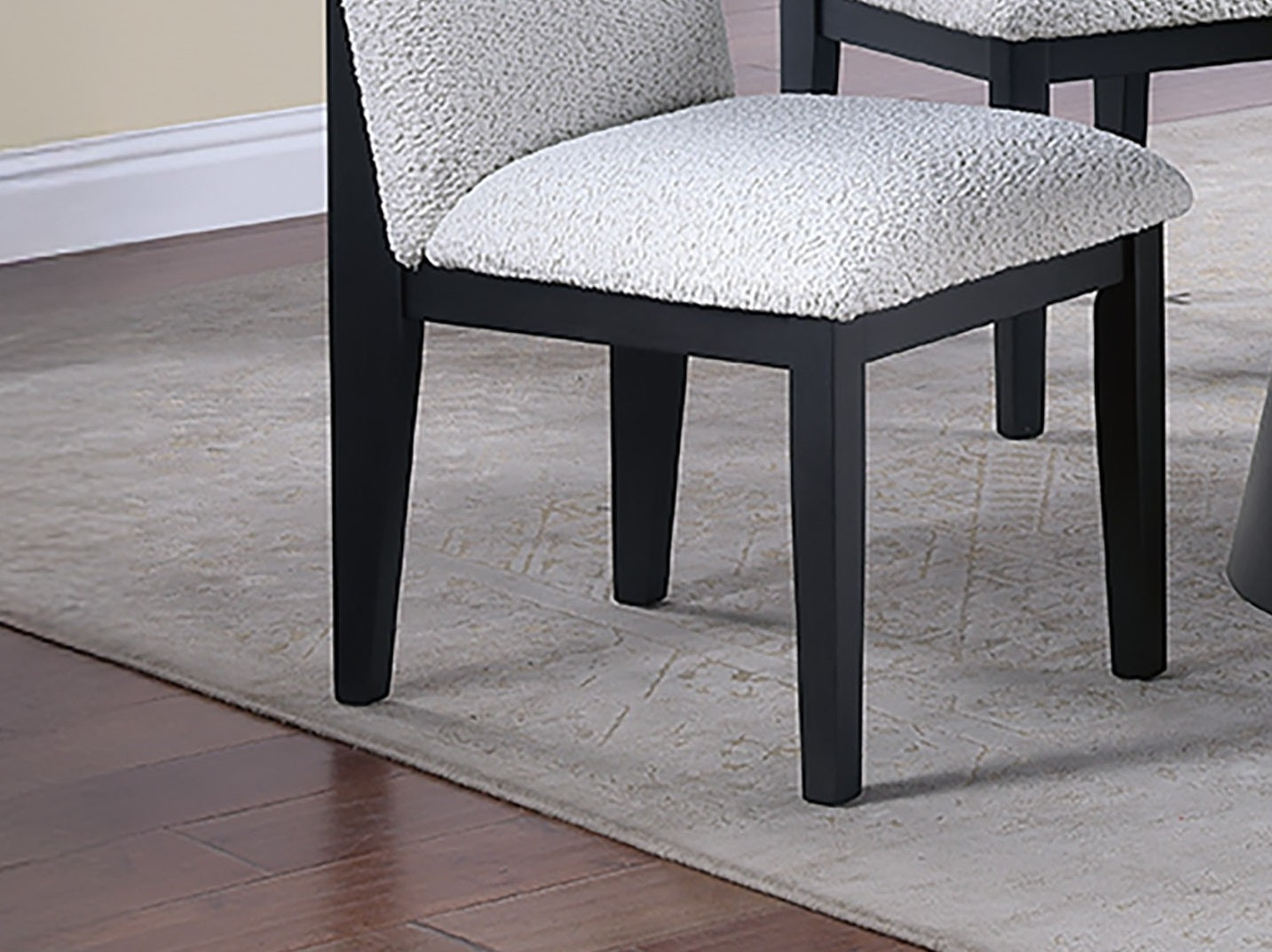 White Fabric Soft Cozy Texture 2pc Dining Chairs Upholstered Seat Back Ergonomic Support Side Chair