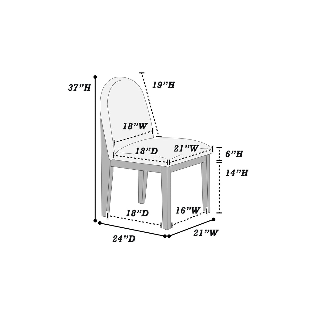 White Fabric Soft Cozy Texture 2pc Dining Chairs Upholstered Seat Back Ergonomic Support Side Chair