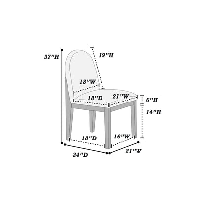 White Fabric Soft Cozy Texture 2pc Dining Chairs Upholstered Seat Back Ergonomic Support Side Chair