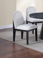 White Fabric Soft Cozy Texture 2pc Dining Chairs Upholstered Seat Back Ergonomic Support Side Chair