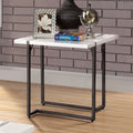Contemporary Style Modern End Table Lacquer Top Metal Legs Extending Out On The Table Top Two Tone And Steel Structure White And Gun Metal Finish Coffee Table-Not Included
