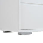 ON-TREND Modern TV Stand with Fluted Glass Door for TVs Up to 100, Media Console with Sliding Door & 2 Drawers, Free-Combination Entertainment Center with LED Light for Living Room, Bedroom, White