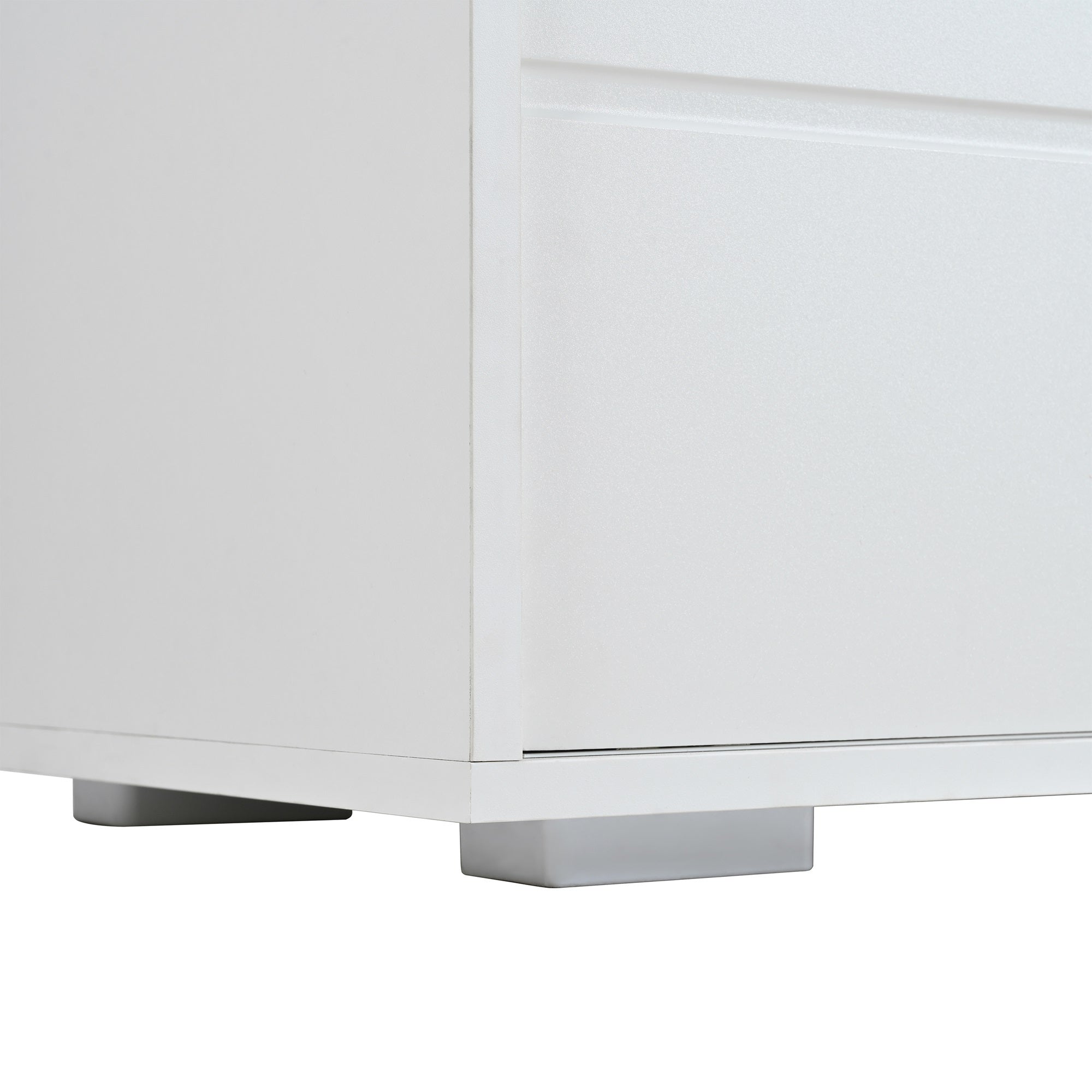 ON-TREND Modern TV Stand with Fluted Glass Door for TVs Up to 100, Media Console with Sliding Door & 2 Drawers, Free-Combination Entertainment Center with LED Light for Living Room, Bedroom, White