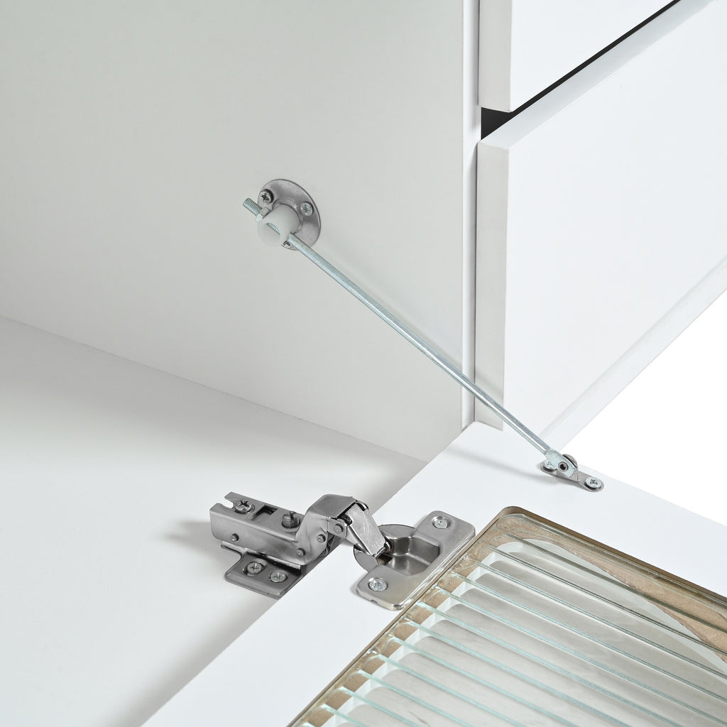 ON-TREND Modern TV Stand with Fluted Glass Door for TVs Up to 100, Media Console with Sliding Door & 2 Drawers, Free-Combination Entertainment Center with LED Light for Living Room, Bedroom, White