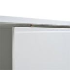 ON-TREND Modern TV Stand with Fluted Glass Door for TVs Up to 100, Media Console with Sliding Door & 2 Drawers, Free-Combination Entertainment Center with LED Light for Living Room, Bedroom, White