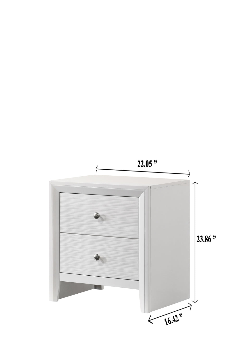 Contemporary Modern Look 2-Drawer Nightstand End Table White Finish Two Storage Drawers Round Knobs Bedroom Living Room Wooden Furniture