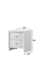 Contemporary Modern Look 2-Drawer Nightstand End Table White Finish Two Storage Drawers Round Knobs Bedroom Living Room Wooden Furniture