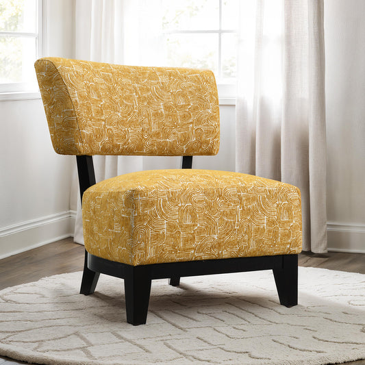 Contemporary Style 1pc Accent Chair Tapered Legs Armless Design Angled Back Yellow Finish Primary Living Room Accent Chair