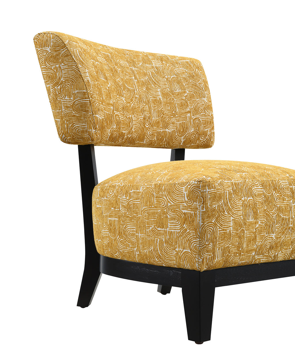 Contemporary Style 1pc Accent Chair Tapered Legs Armless Design Angled Back Yellow Finish Primary Living Room Accent Chair