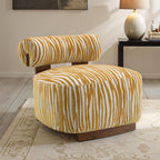 Contemporary Style 1pc Accent Chair Cylindrical Backrest High Density Foam Zebra Strip Fabric Yellow Finish Primary Living Room Accent Chair