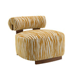 Contemporary Style 1pc Accent Chair Cylindrical Backrest High Density Foam Zebra Strip Fabric Yellow Finish Primary Living Room Accent Chair