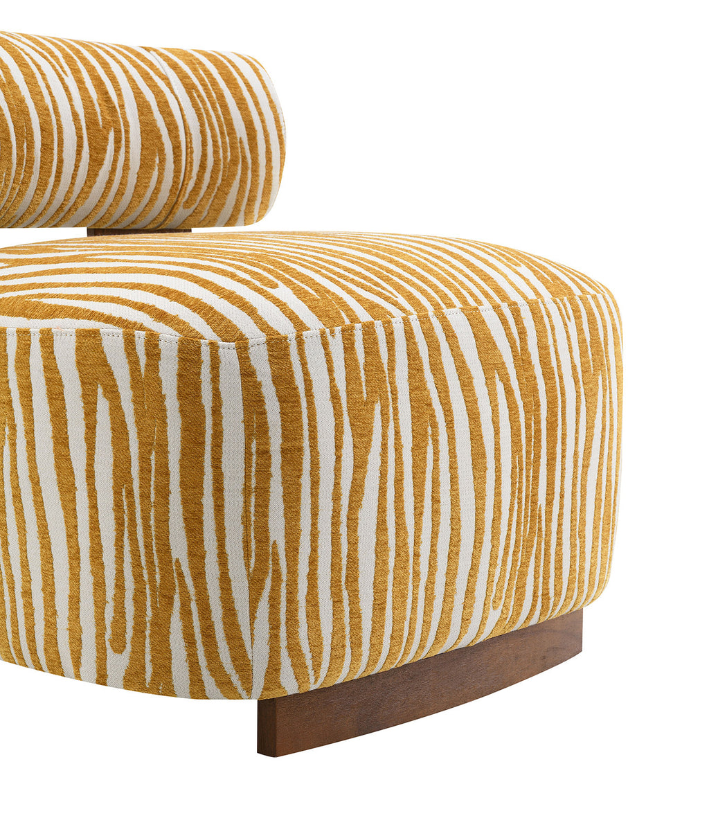 Contemporary Style 1pc Accent Chair Cylindrical Backrest High Density Foam Zebra Strip Fabric Yellow Finish Primary Living Room Accent Chair