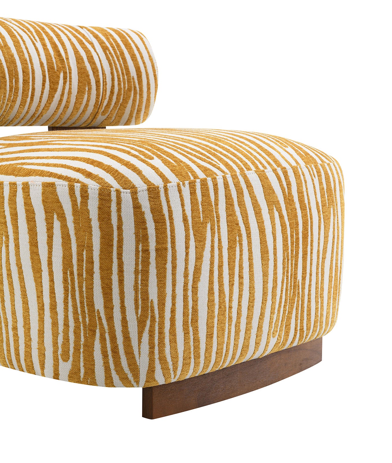Contemporary Style 1pc Accent Chair Cylindrical Backrest High Density Foam Zebra Strip Fabric Yellow Finish Primary Living Room Accent Chair