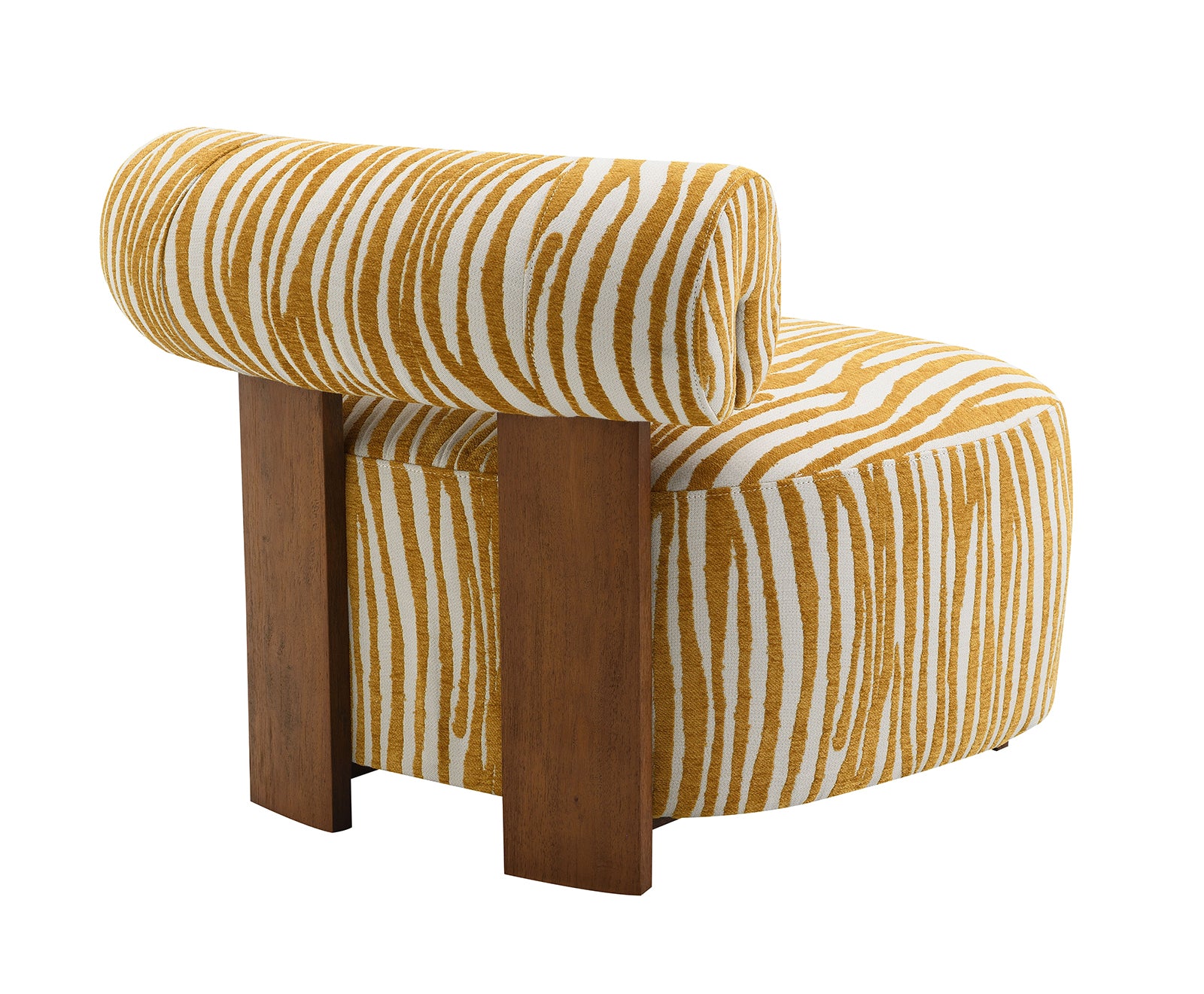 Contemporary Style 1pc Accent Chair Cylindrical Backrest High Density Foam Zebra Strip Fabric Yellow Finish Primary Living Room Accent Chair