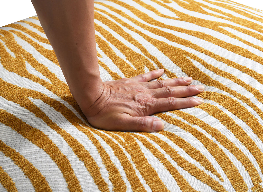 Contemporary Style 1pc Accent Chair Cylindrical Backrest High Density Foam Zebra Strip Fabric Yellow Finish Primary Living Room Accent Chair