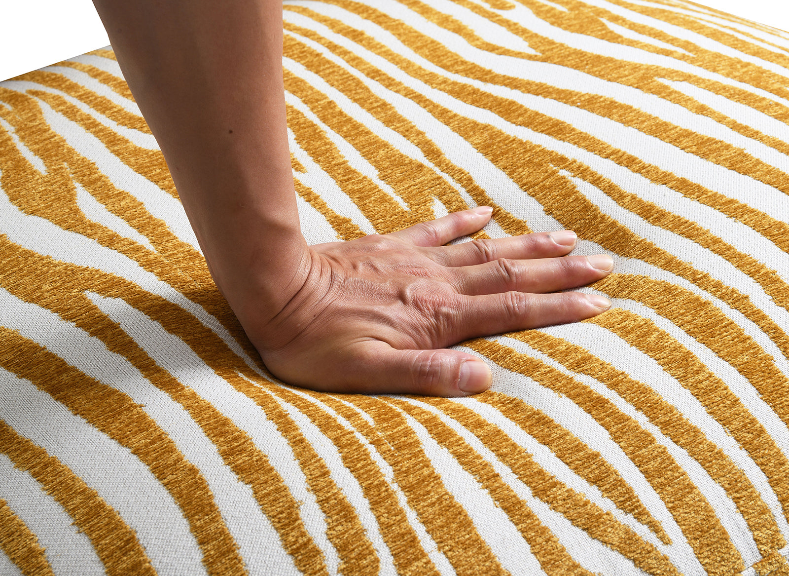 Contemporary Style 1pc Accent Chair Cylindrical Backrest High Density Foam Zebra Strip Fabric Yellow Finish Primary Living Room Accent Chair