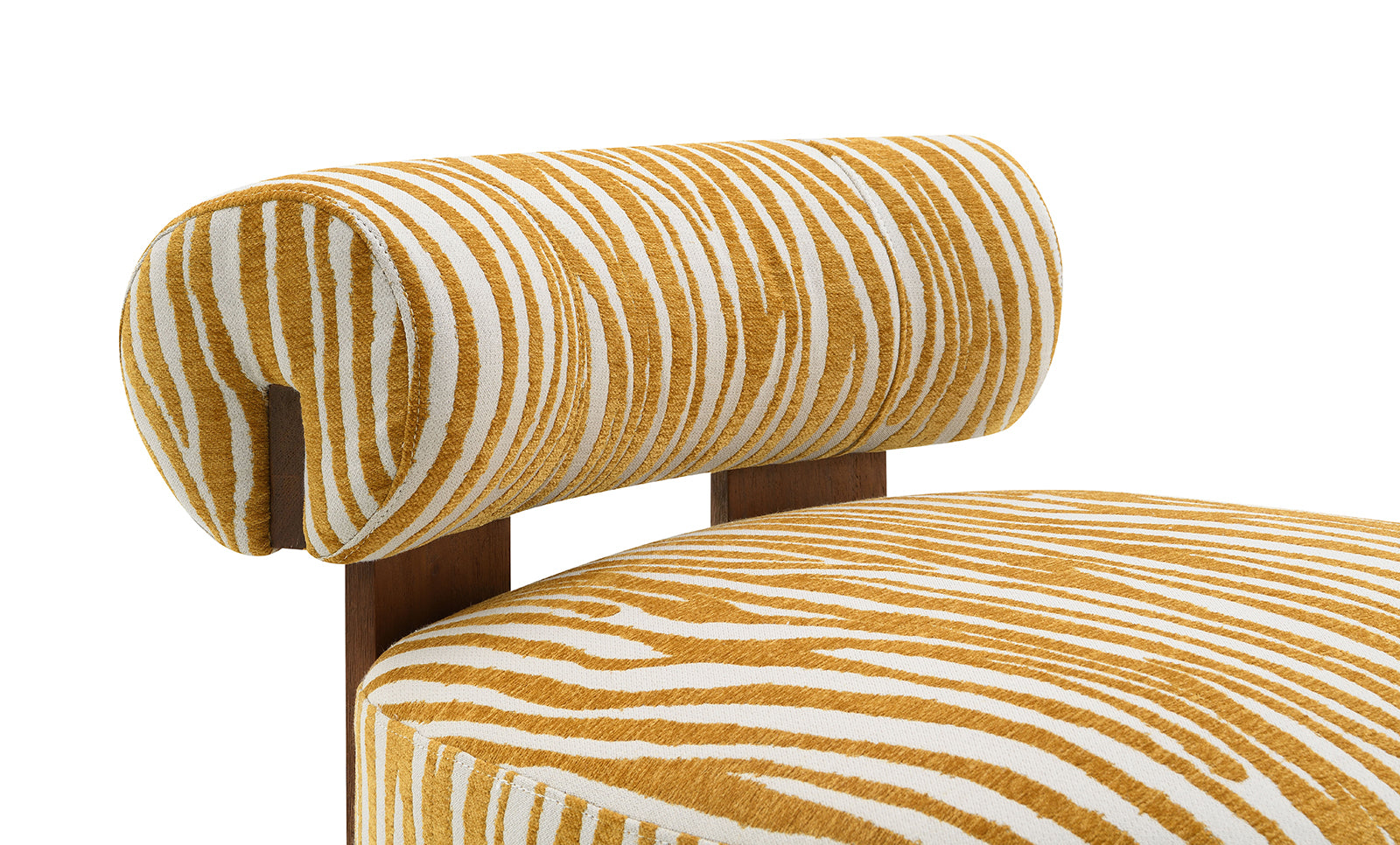 Contemporary Style 1pc Accent Chair Cylindrical Backrest High Density Foam Zebra Strip Fabric Yellow Finish Primary Living Room Accent Chair