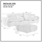 Convertible Sectional Sofa Couch, L Shaped Sofa with Fabric Couch,Modern Design Cream Style Marshmallow Sofa for Living Room and Office,White