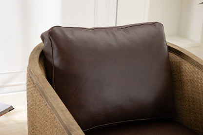 COOLMORE Swivel Barrel Chair, Comfy Round Accent Sofa Chair for Living Room, 360 Degree Swivel Barrel Club Chair, Leisure Arm Chair for Nursery, Hotel, Bedroom, Office, Lounge (Brown Boucle)