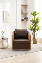 COOLMORE Swivel Barrel Chair, Comfy Round Accent Sofa Chair for Living Room, 360 Degree Swivel Barrel Club Chair, Leisure Arm Chair for Nursery, Hotel, Bedroom, Office, Lounge (Brown Boucle)