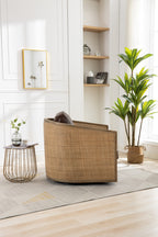 COOLMORE Swivel Barrel Chair, Comfy Round Accent Sofa Chair for Living Room, 360 Degree Swivel Barrel Club Chair, Leisure Arm Chair for Nursery, Hotel, Bedroom, Office, Lounge (Brown Boucle)