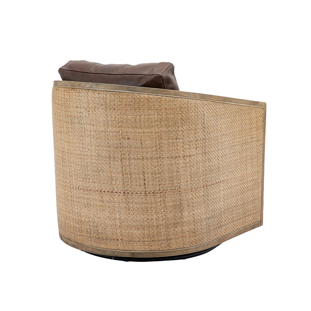 COOLMORE Swivel Barrel Chair, Comfy Round Accent Sofa Chair for Living Room, 360 Degree Swivel Barrel Club Chair, Leisure Arm Chair for Nursery, Hotel, Bedroom, Office, Lounge (Brown Boucle)