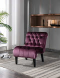 COOLMORE Modern Velvet Armless Accent Living Room Chair / Leisure Chair,Upholstered Fabric Button Comfortable Chair with Wooden Legs for Bedroom, Living Room, Office (Purple Velvet)