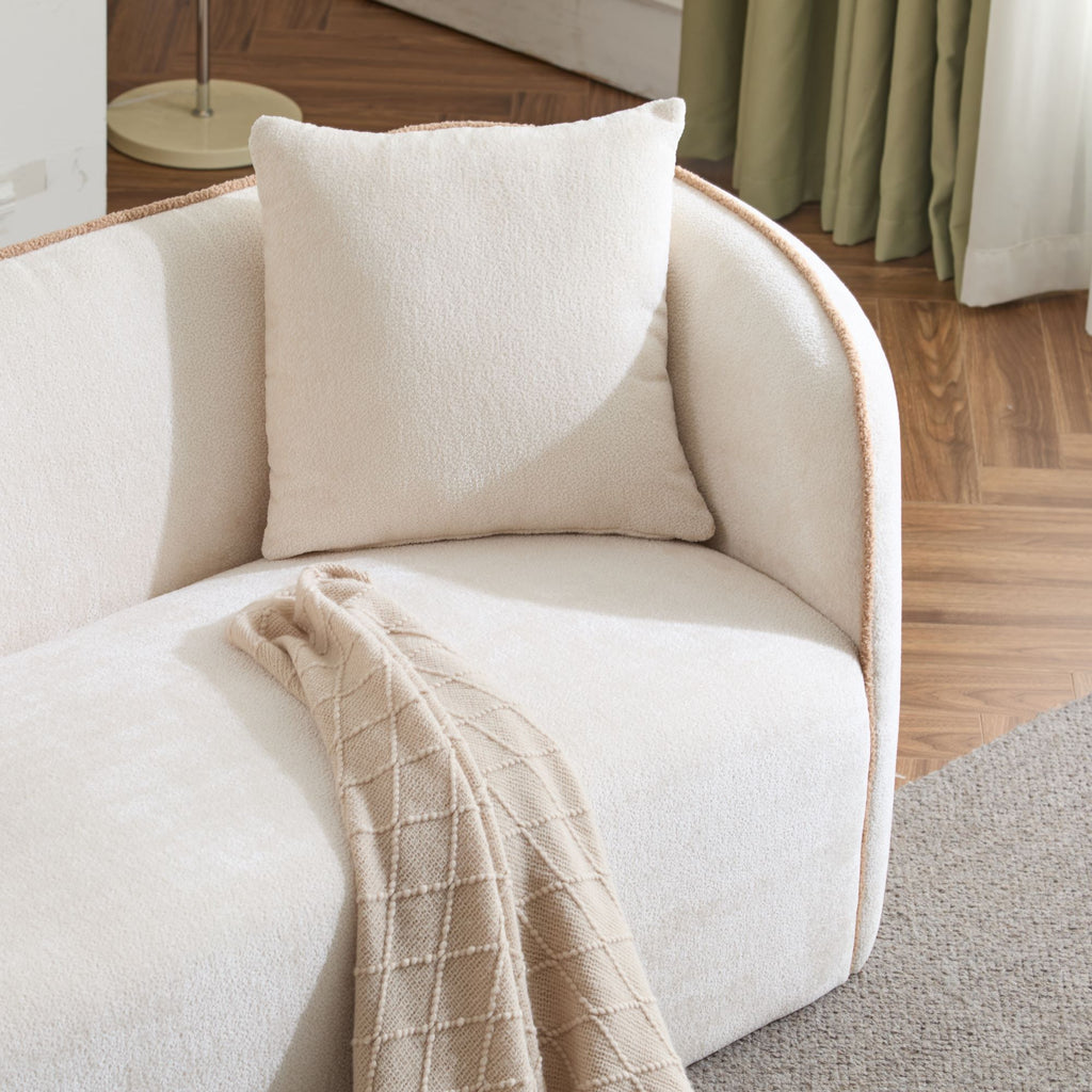 Coral 82' Curved Sofa 3-Seater for Living Rooms and Bedrooms in Beige Fabric Sofa